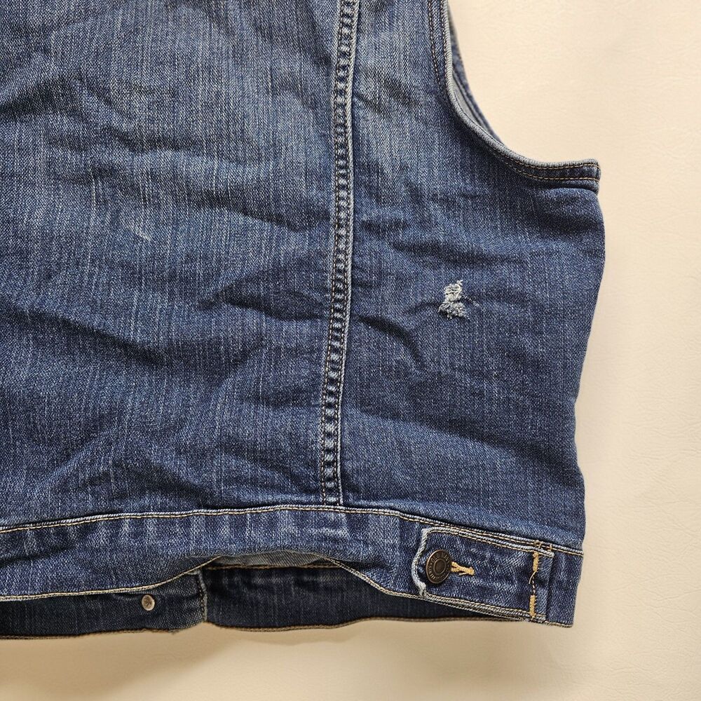 Old Navy Denim Vest L/G Gray Distressed Sleeveless SP14 VJ306488 Vintage Look - Picture 7 of 16